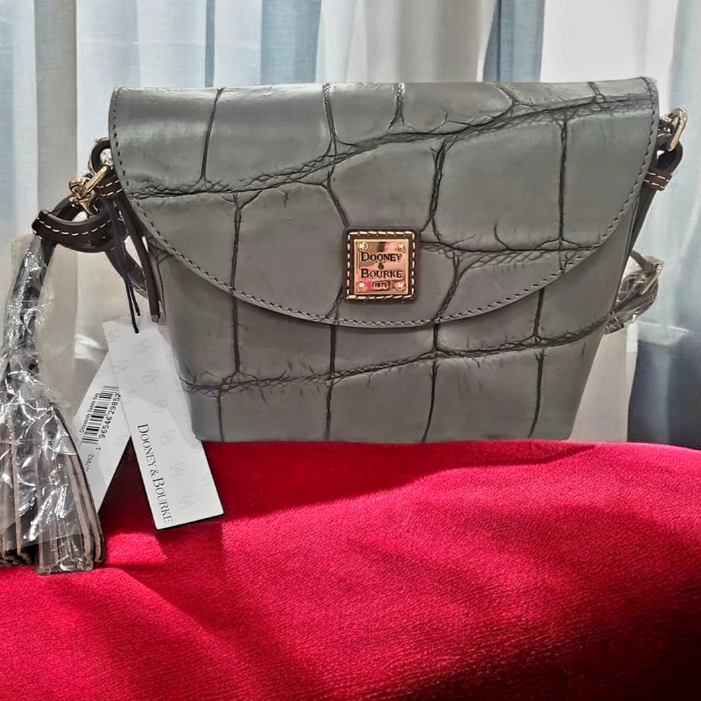 Dooney & Bourke Croc-Embossed Crossbody in Gray